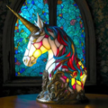 Decorative Stained-Glass Animal Table Lamp with USB Power