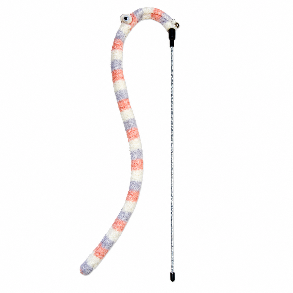 Plush Caterpillar Cat Teaser Wand with Bell for Shared Play