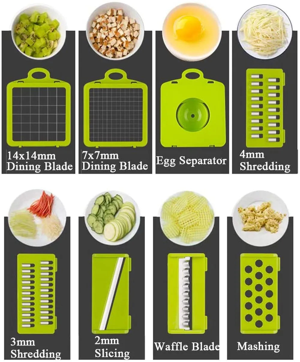 12-in-1 Vegetable Chopper & Slicer - Dicer, Grater & Drain Basket
