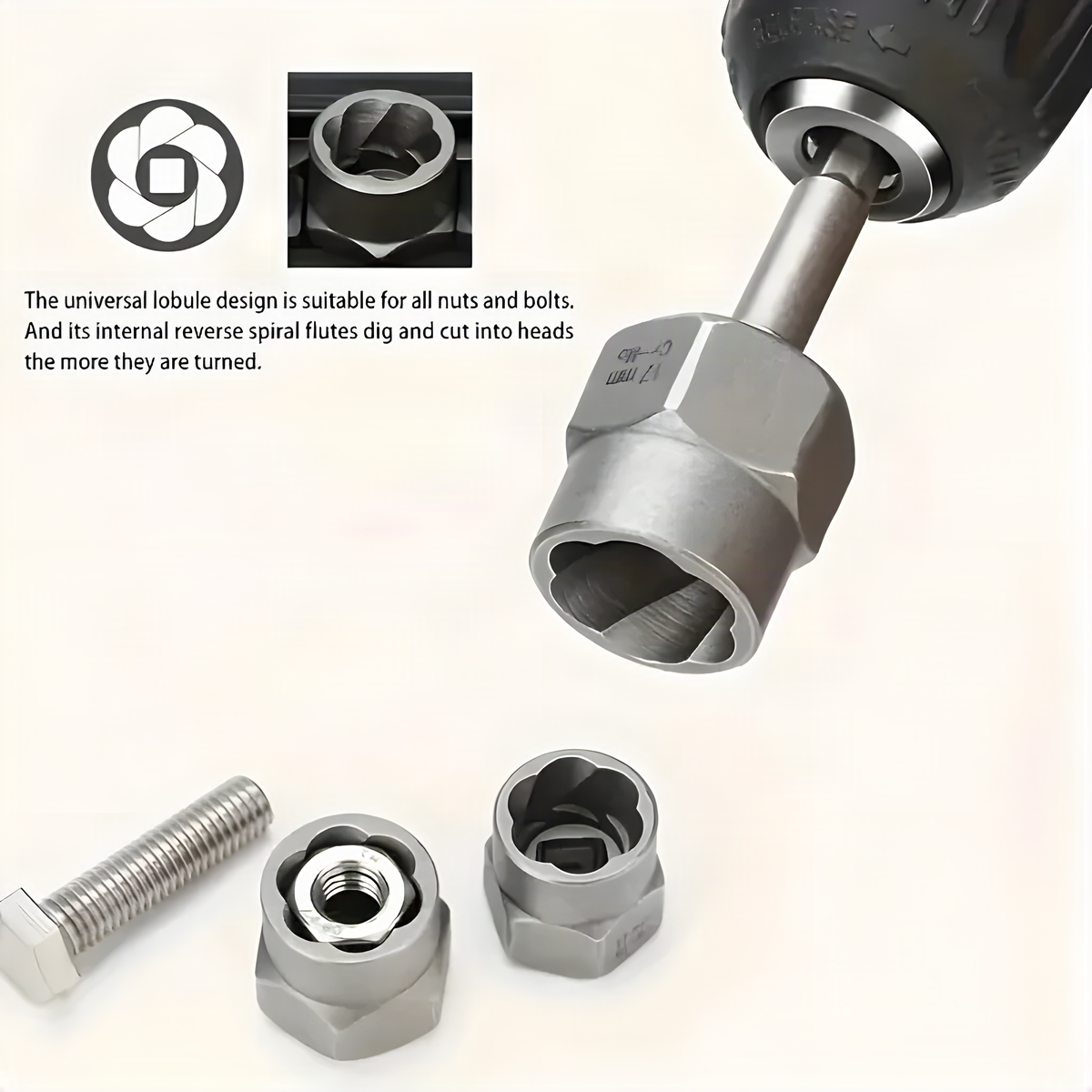 14-Piece Nut and Bolt Extractor Socket Set, 6.35 to 19 mm