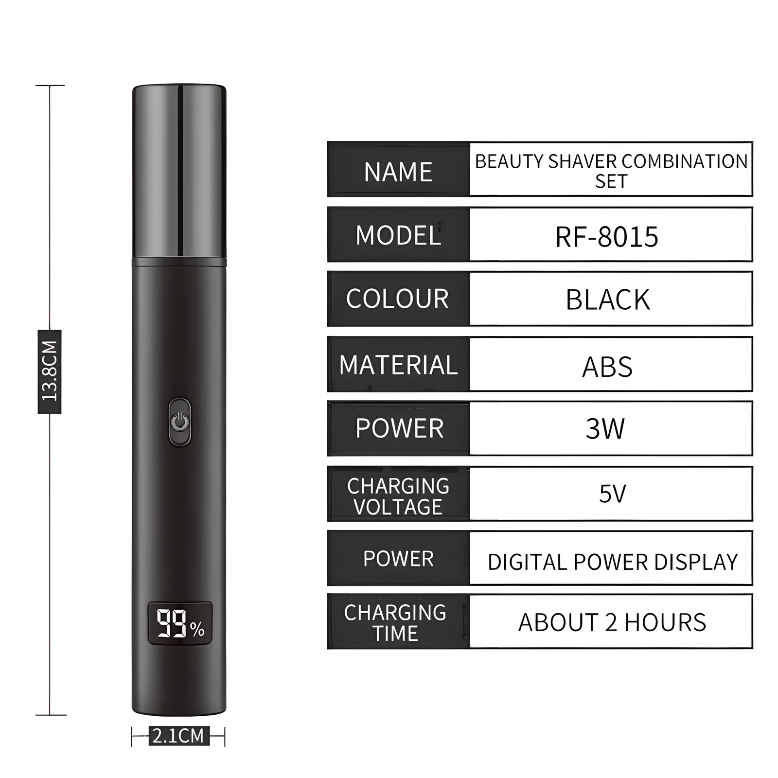 3-in-1 Rechargeable Nose Ear Eyebrow Trimmer USB-C Men
