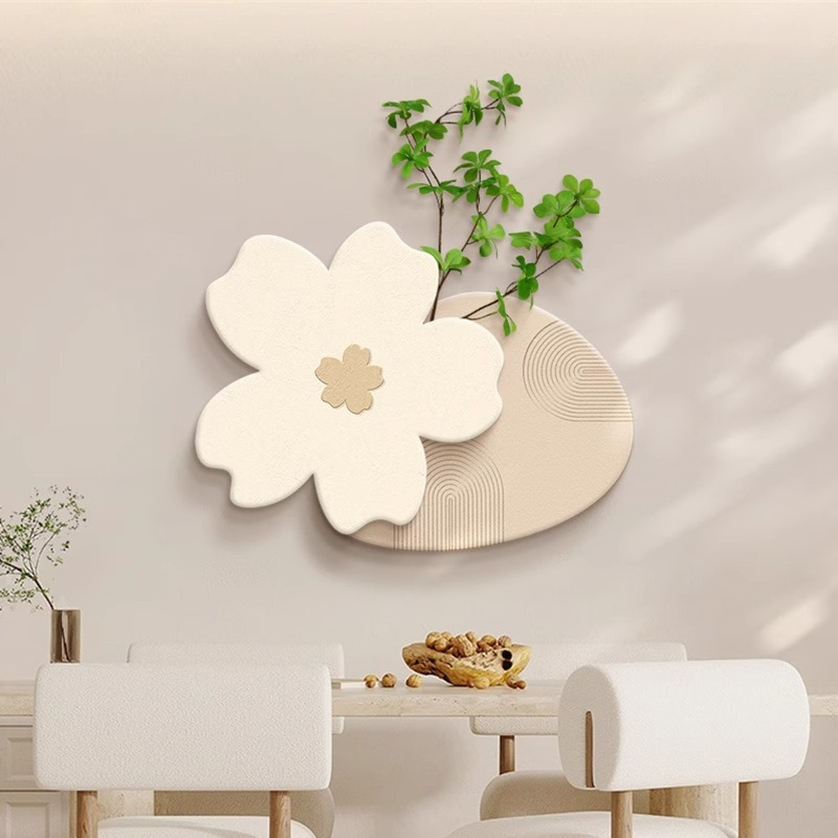 Sculptural Botanical Wall Art with Integrated Display Shelf