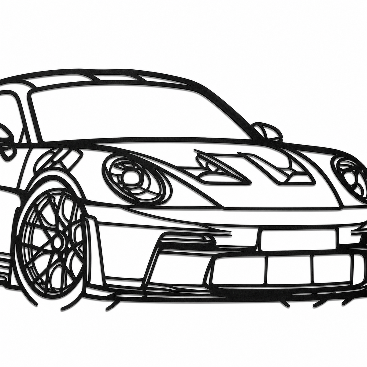 Black Metal Sports Car Outline Wall Art, 30 x 12 cm Decor