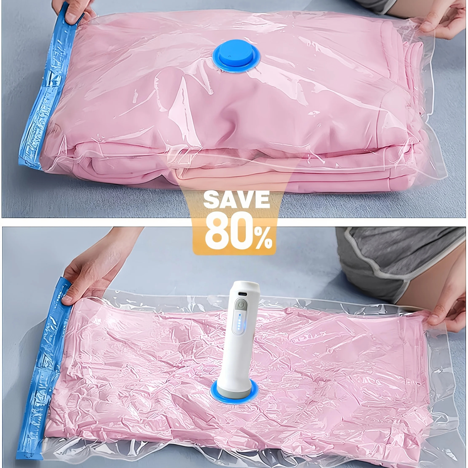 Rechargeable Vacuum Storage Bags Set with Electric Pump
