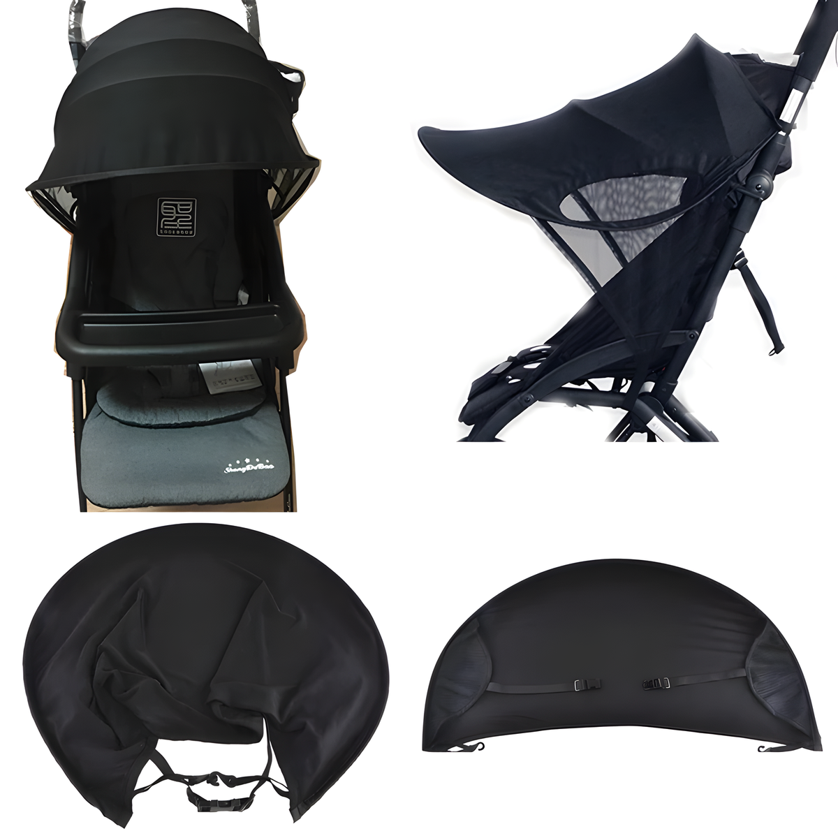 Foldable Stroller Sunshade Canopy with Optional Mesh Net