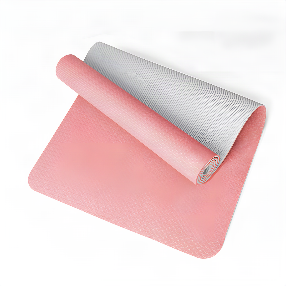 Two-Tone TPE Yoga Mat with Textured Surface and Roll-Up Design