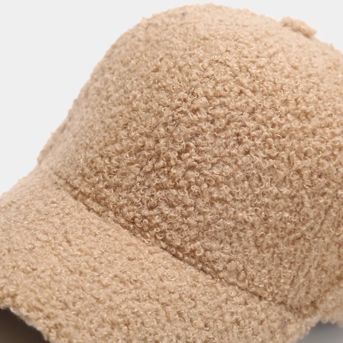 Teddy-Fleece Baseball Cap with Curved Brim and Adjustable Strap