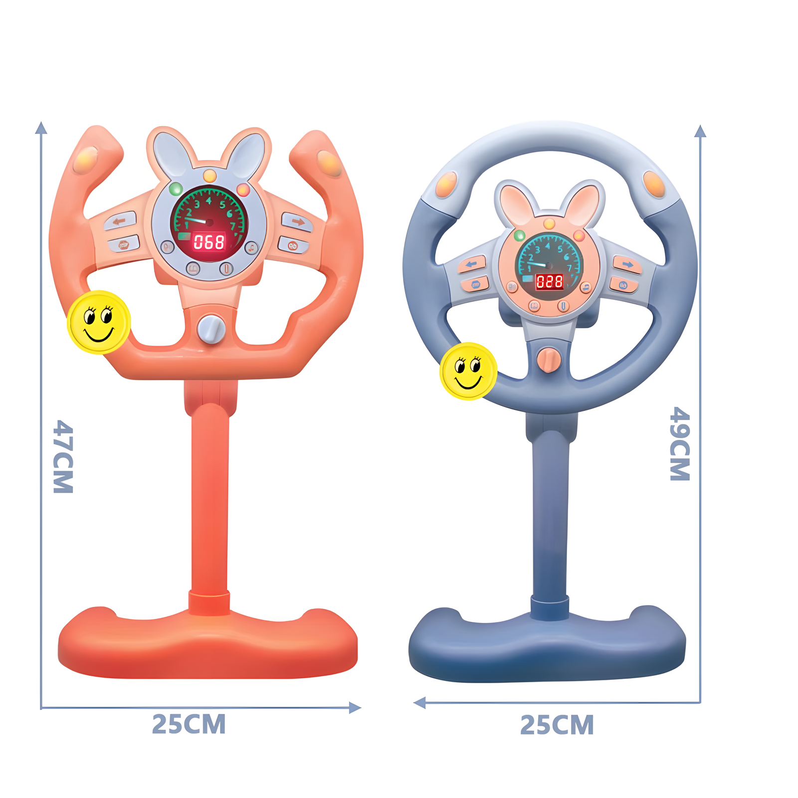 Kids Musical Steering Wheel Toy with Lights & Sounds Yellow Pink