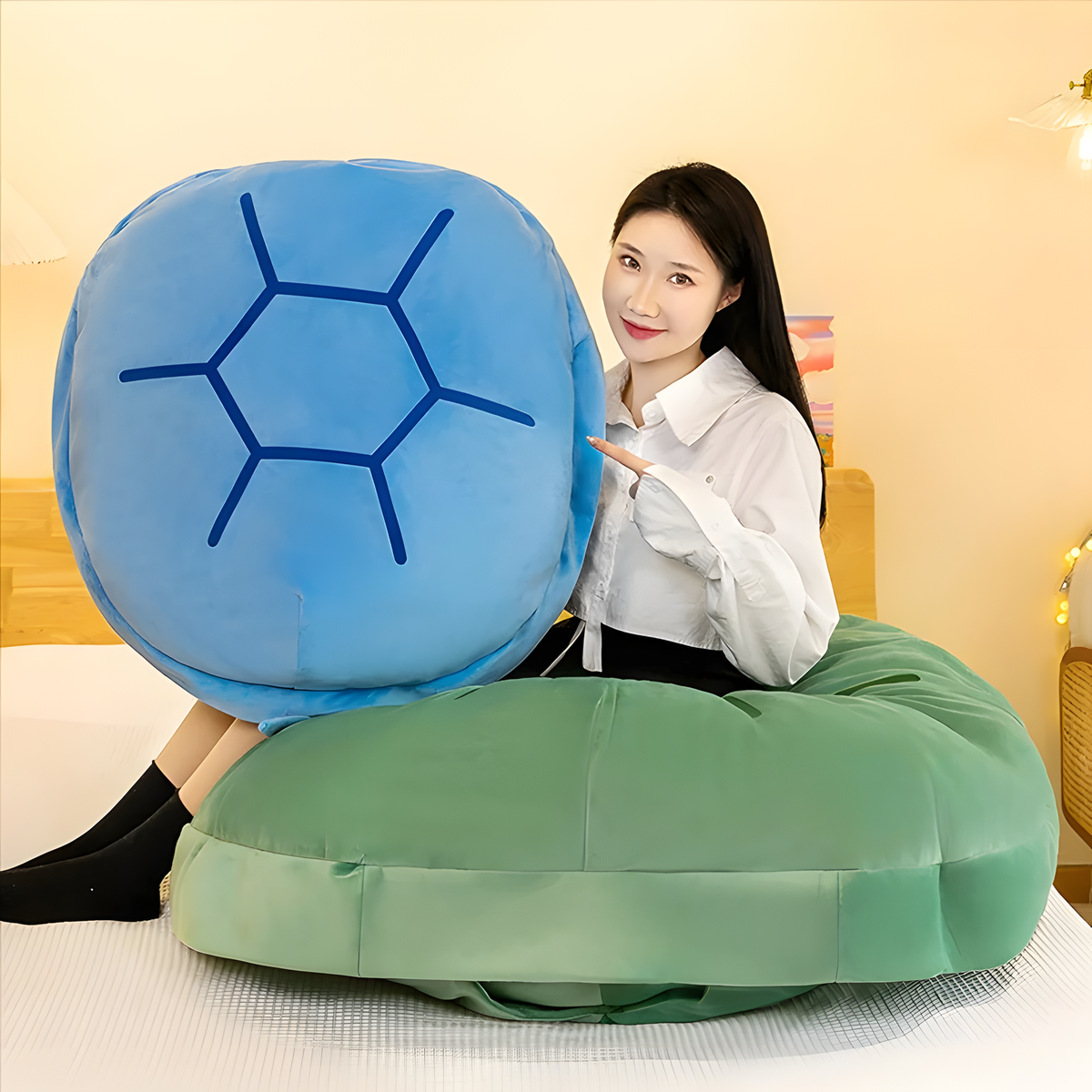 Wearable Turtle Shell Plush Cushion for Reading and Lounging