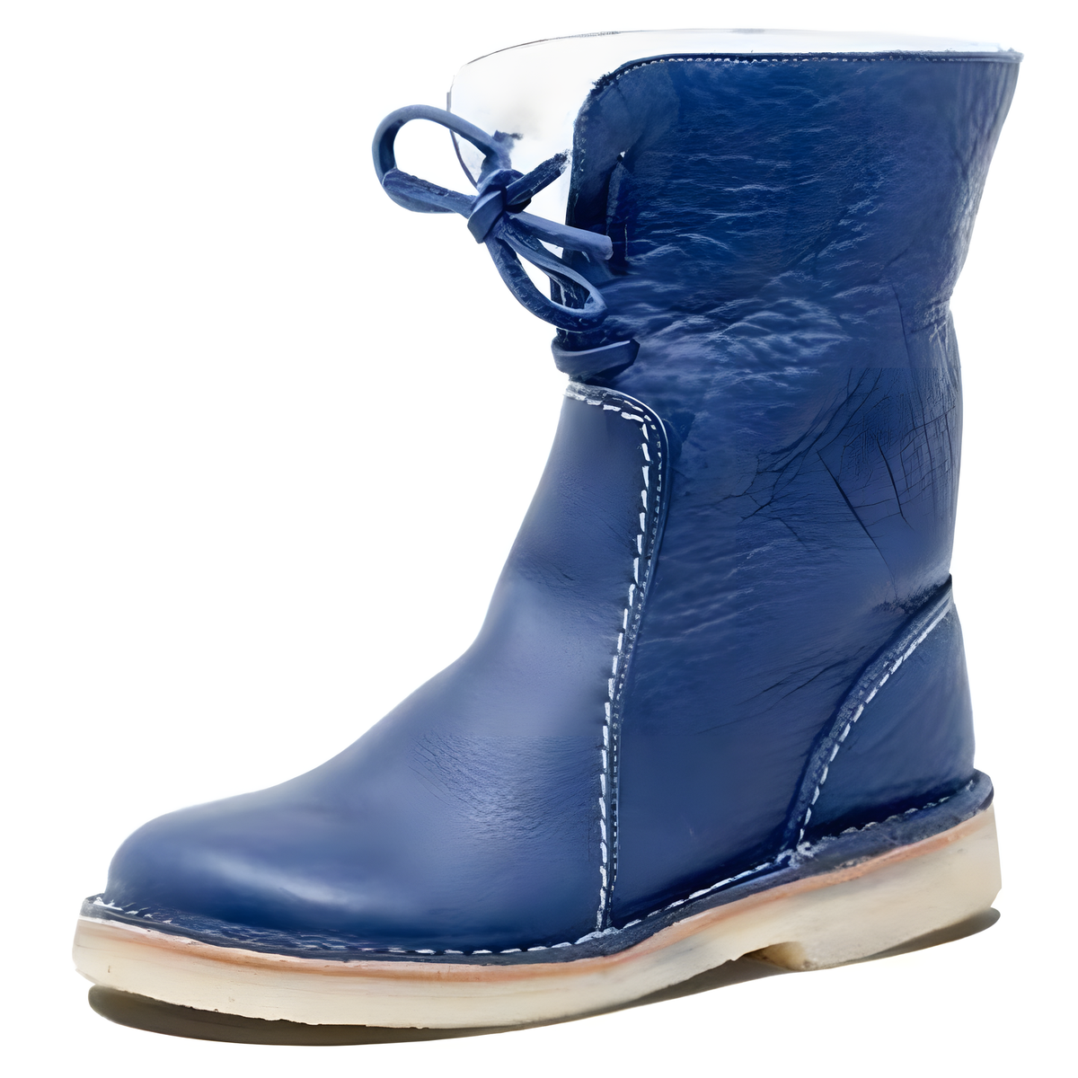 Women's Lace-Up Casual Boots with Low Heel and Rounded Toe