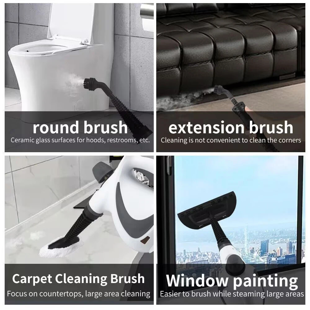 1050W Handheld High-Pressure Steam Cleaner 6-Attachment Kit