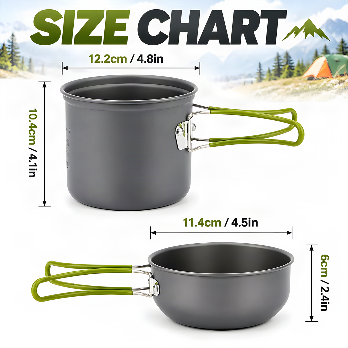 Nesting Camping Cookware Set with Folding Cutlery and Bags