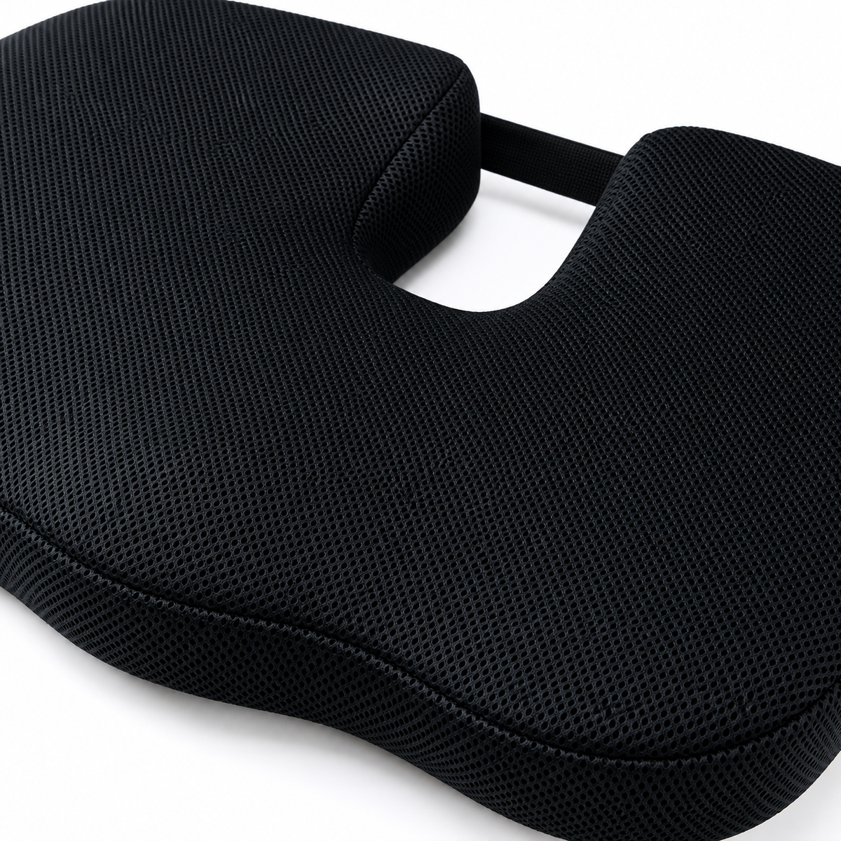 Contoured Foam Seat Cushion with Mesh Cover and Chair Strap