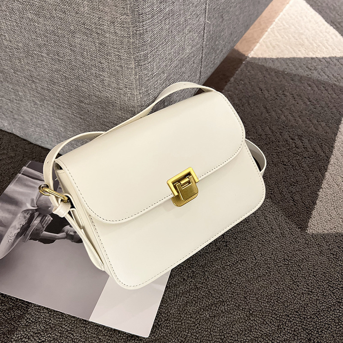 Structured Small Crossbody Bag with Flap and Slim Strap