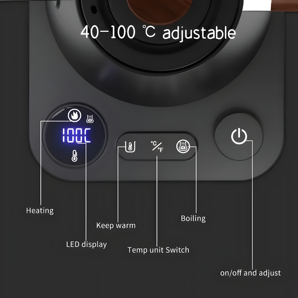 Temperature-Control Gooseneck Kettle with Wood-Look Accents