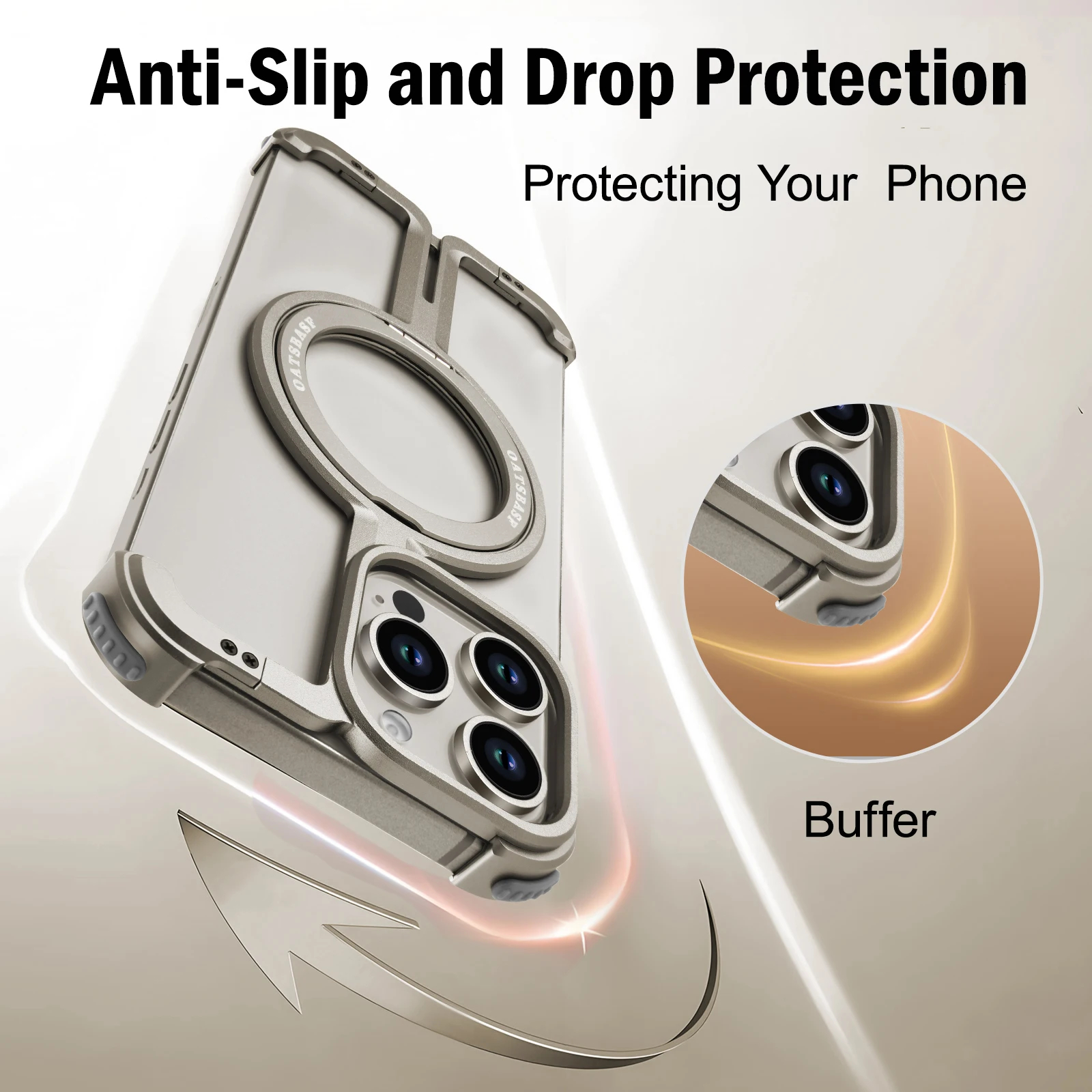 Slim Metal Rotating Phone Case with Ring Stand for iPhone 16