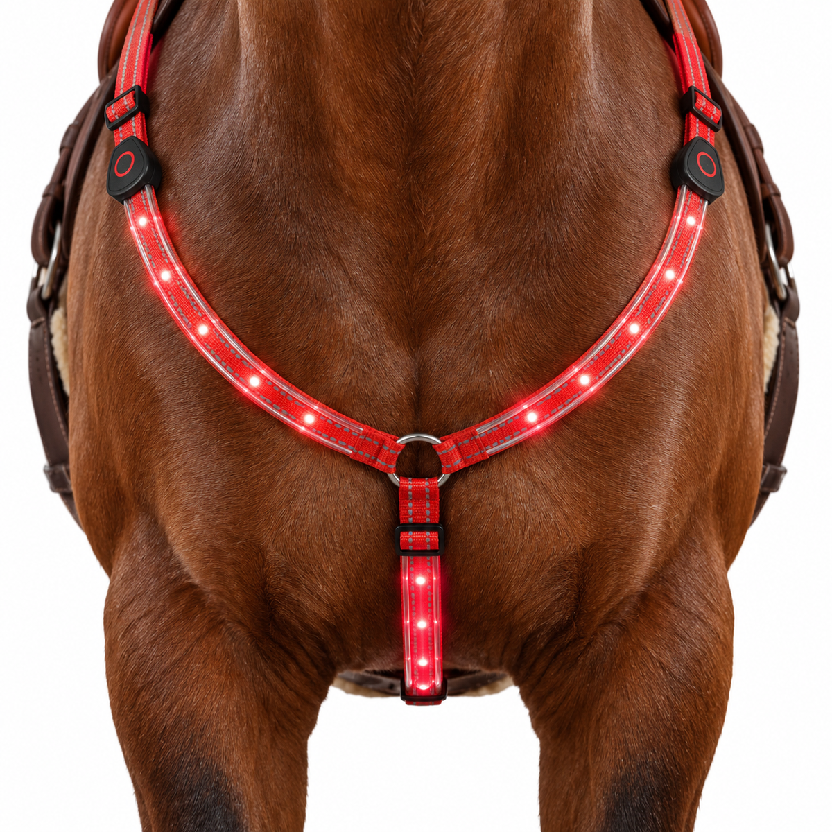 LED Horse Breastplate with Adjustable Straps and Snap Clips