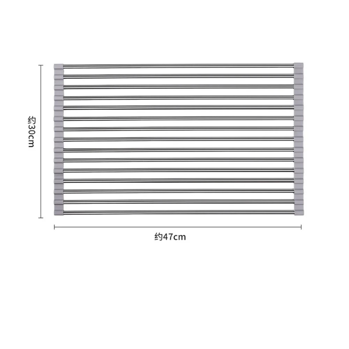 Roll-Up Over-Sink Dish Drying Rack, 47cm Stainless Steel