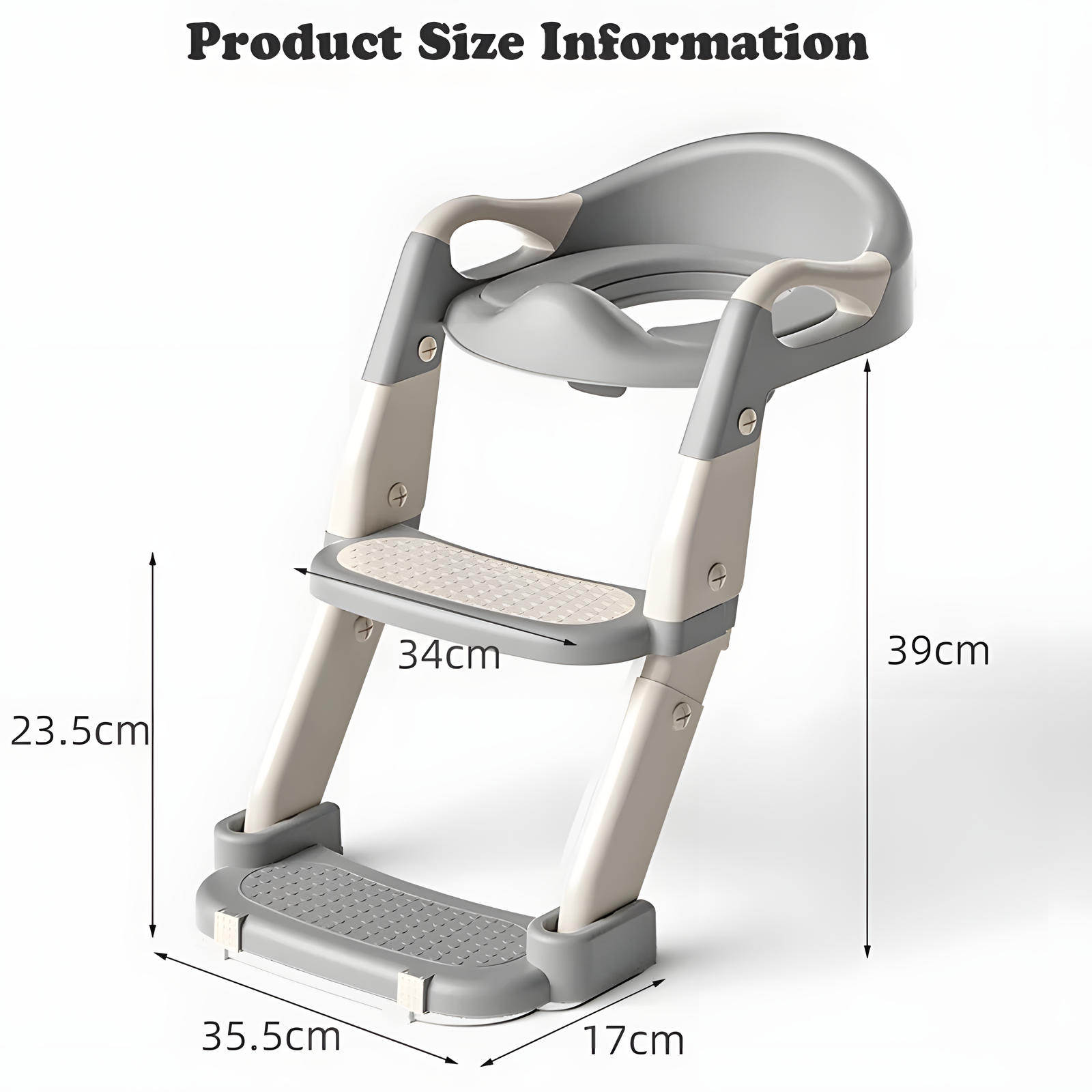 Toddler Toilet Ladder Seat with Soft PU Seat & Handles