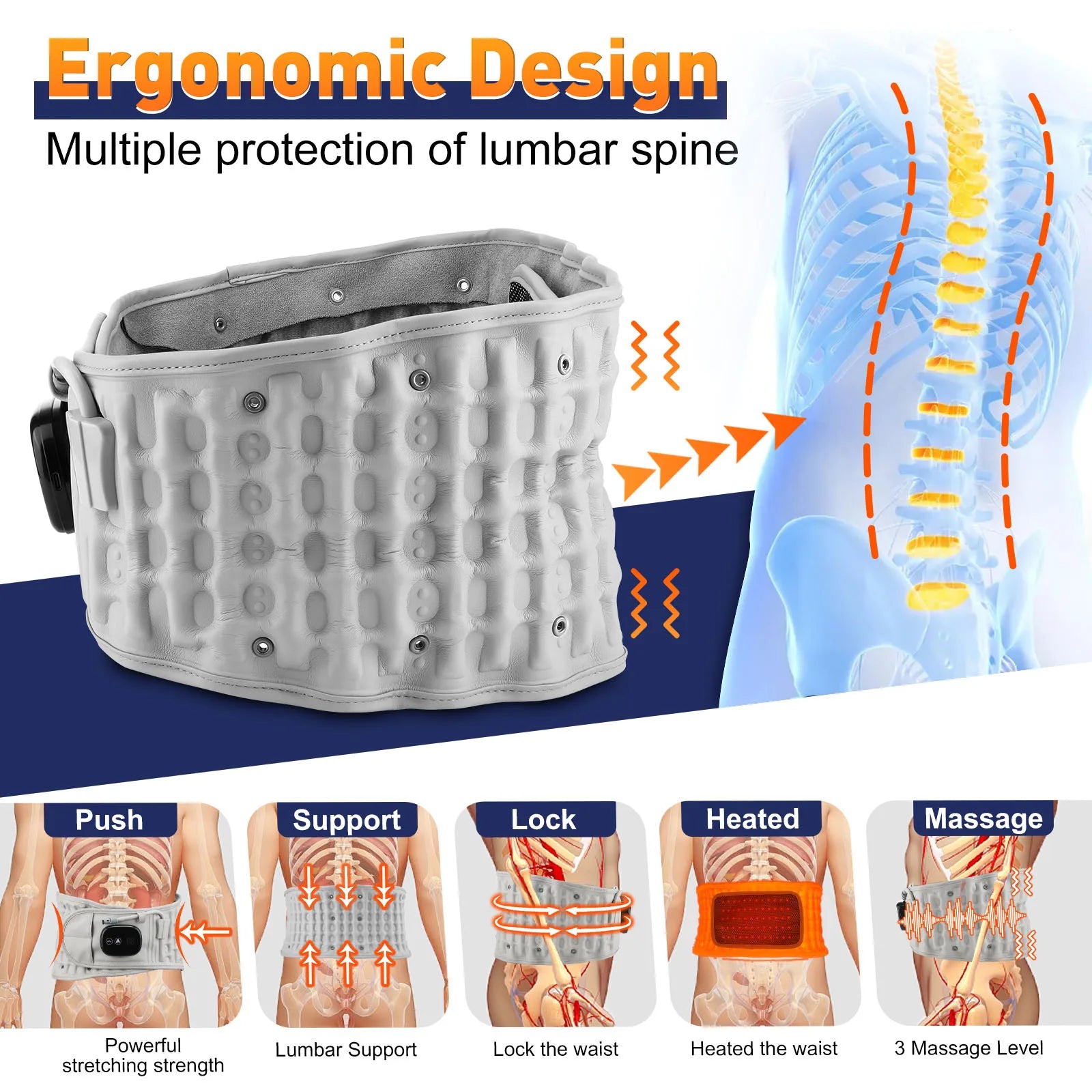 Spinal Decompression Belt with Heat & Vibration Massage