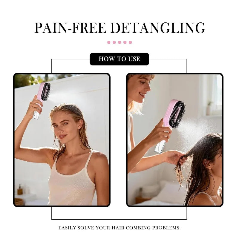 2-in-1 Mist Spray Detangling Hair Brush Anti-Static