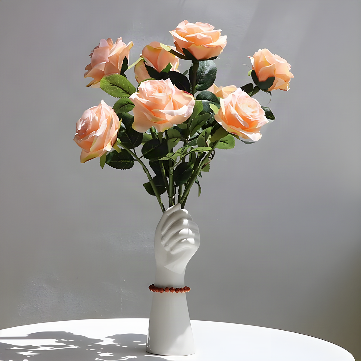 Hand-Shaped Ceramic Vase, Sculptural Flower Display 23.5 cm