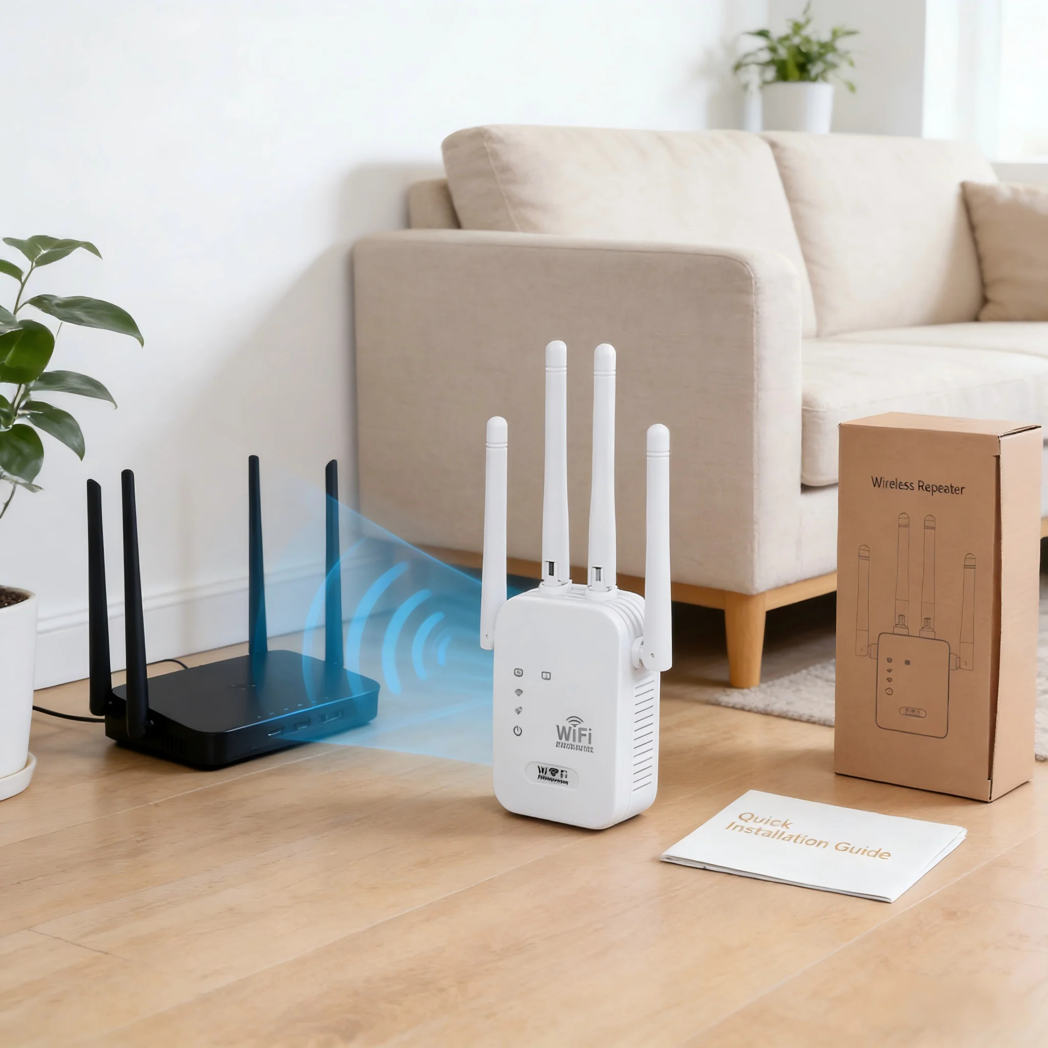 WiFi Repeater Extender 300M / 1200M – 4-Antenna Signal Booster