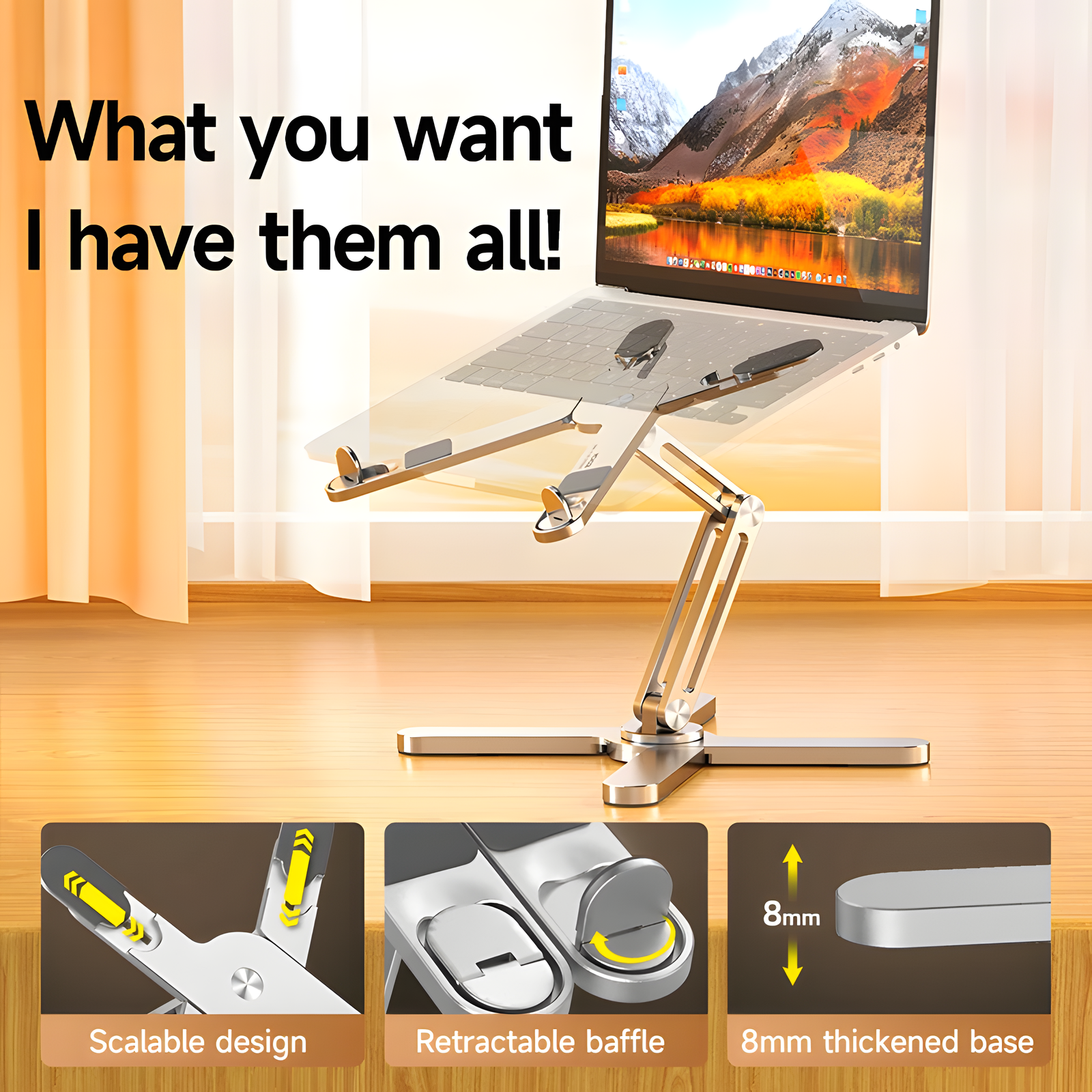 Rotating Adjustable Laptop Stand Aluminum 8-16 Inch Foldable