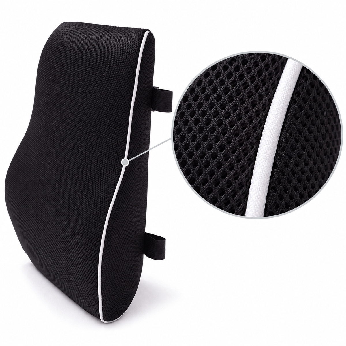 Contoured Memory Foam Lumbar Cushion with Chair Straps