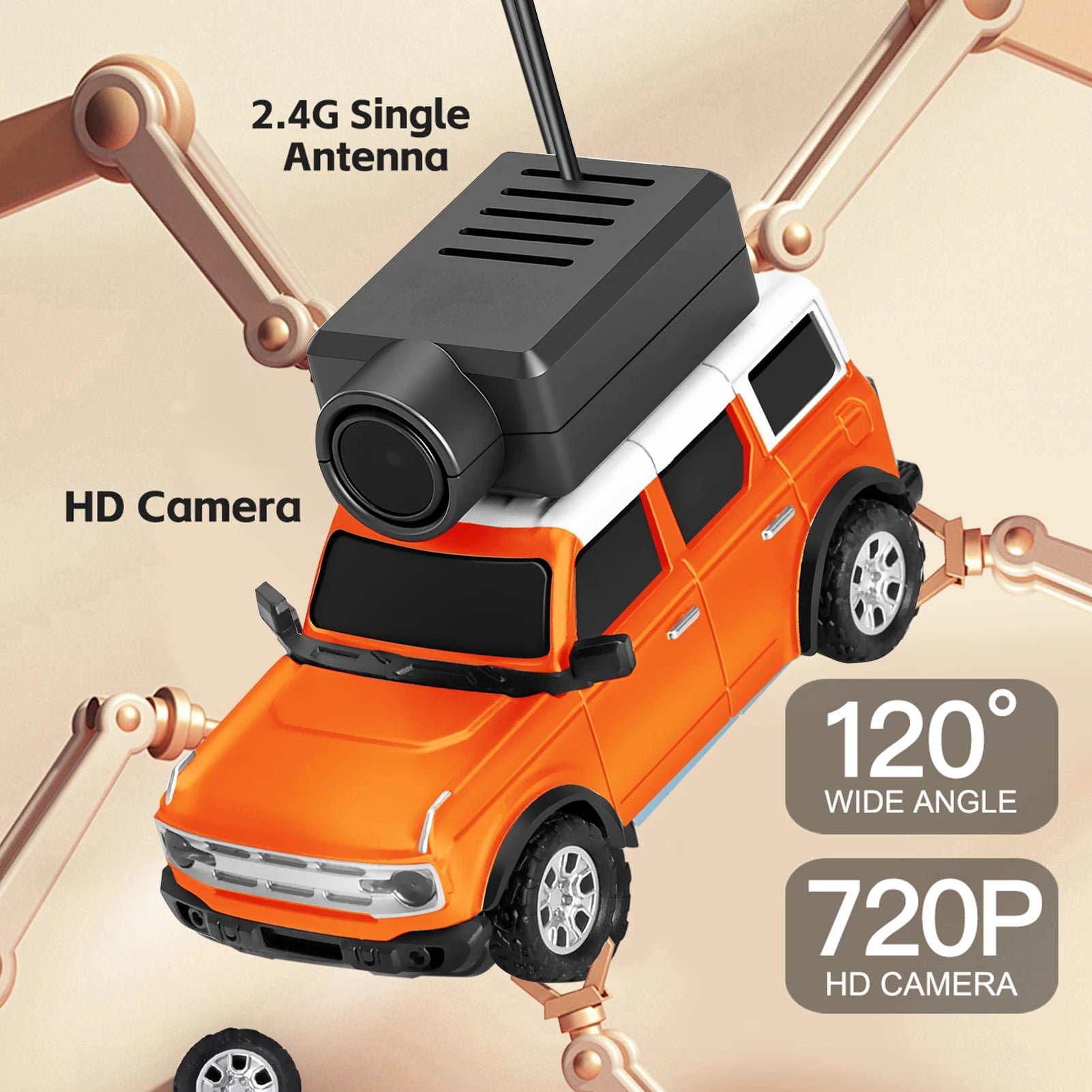 Mini RC Car with 720P FPV Camera - WiFi Control & Gyro Stabilization