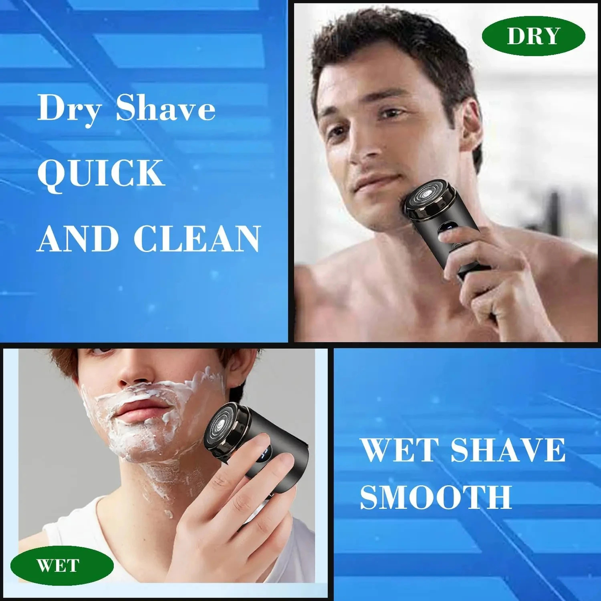 Mini Rechargeable Electric Shaver with Display and Protective Cap