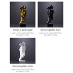 Abstract Face Sculpture - Silence is Golden Thinker Statue