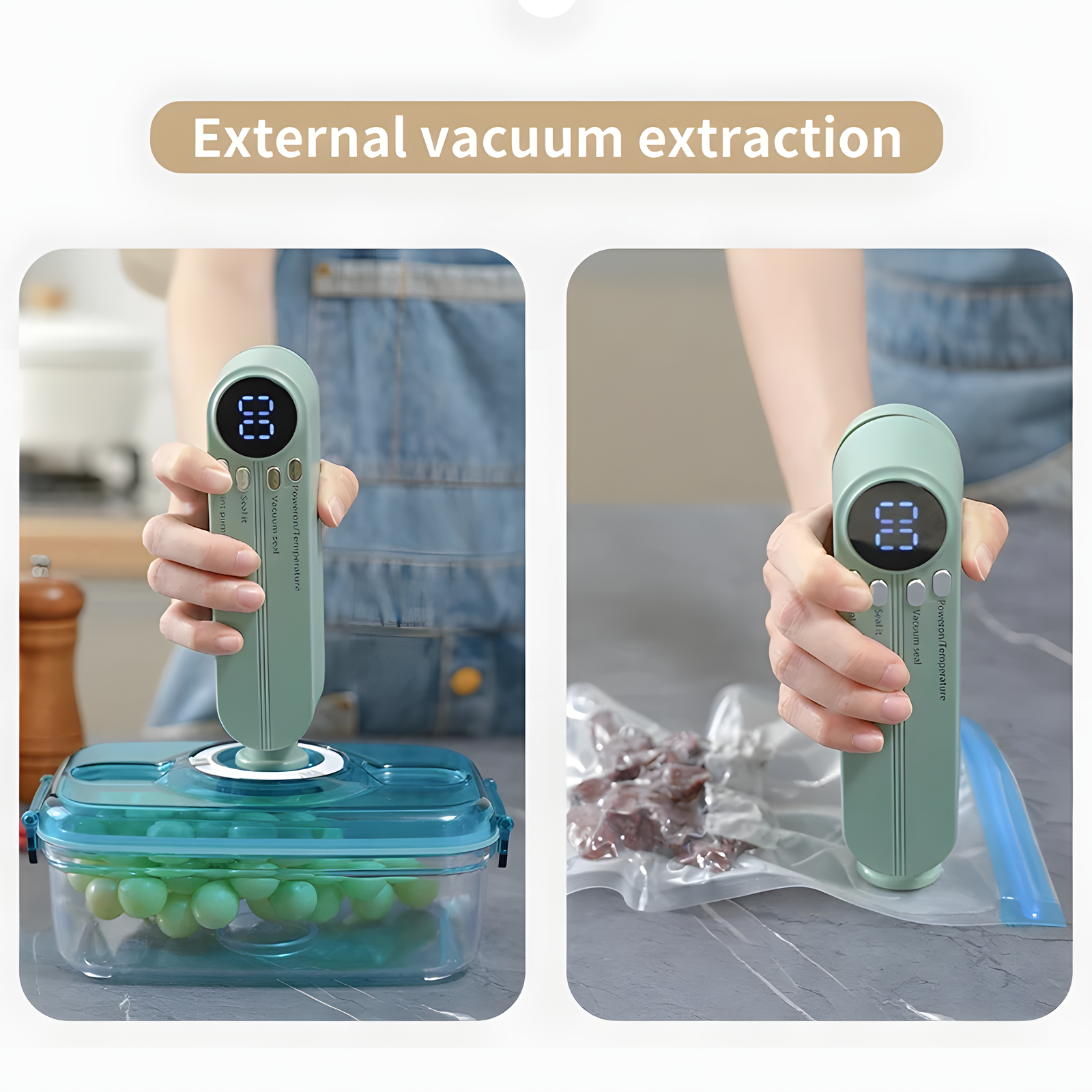 Cordless Handheld Vacuum Sealer 3-in-1 with Digital Display