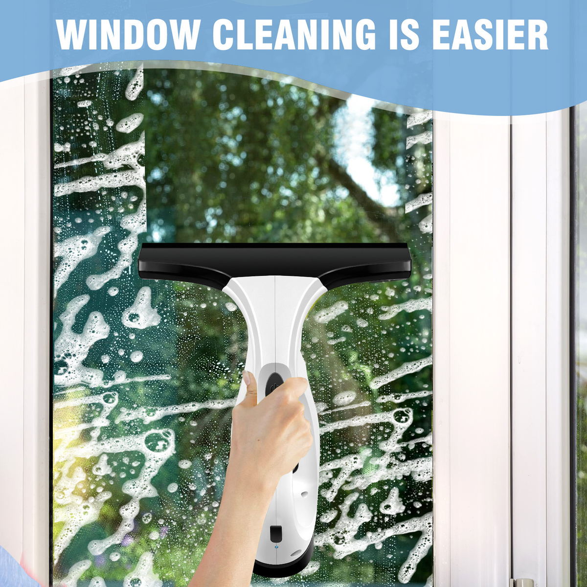 Rechargeable Window Vacuum with Spray and Squeegee Head