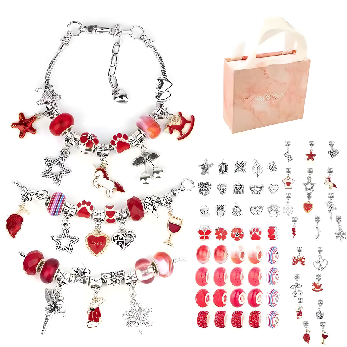 DIY Charm Bracelet Making Kit, Colorful Beads and Pendants