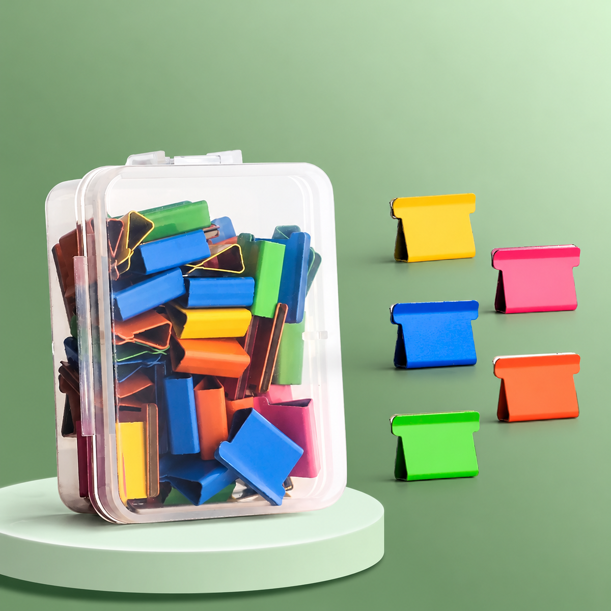 Reusable Paper Clip Dispenser and Separate Clip Refill Packs