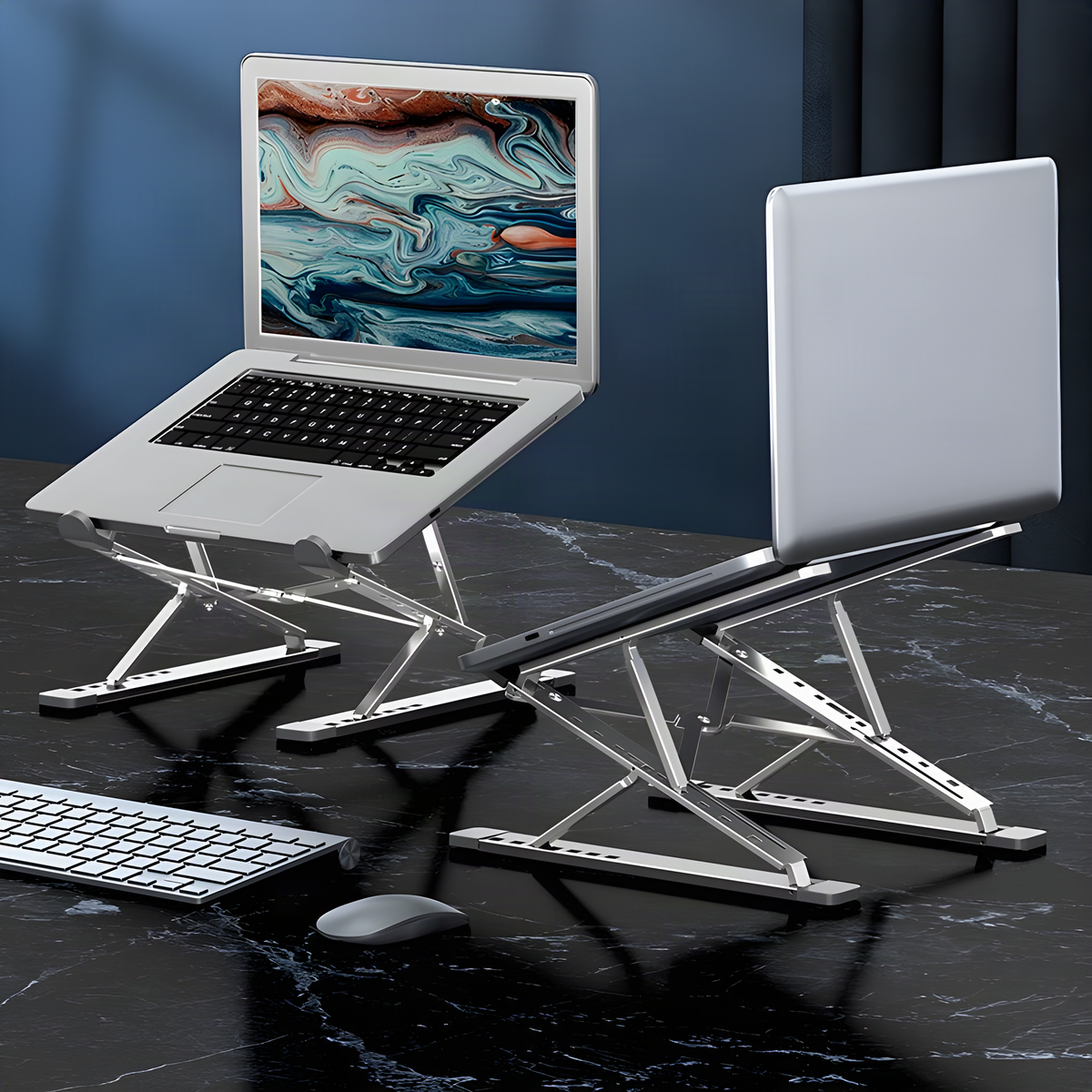 Foldable Aluminum Laptop Stand with Dual-Level Height Adjustment