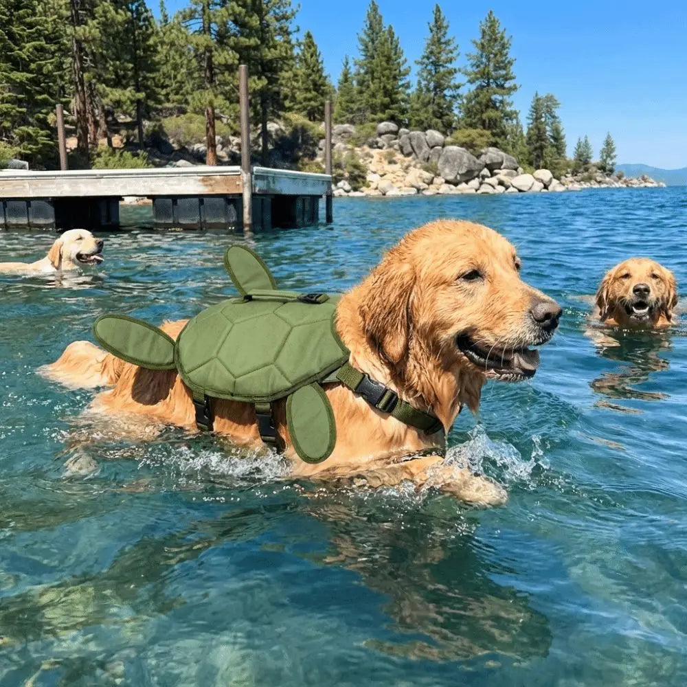 Dog Turtle Swimming Vest Adjustable Buoyancy Aid S-XL