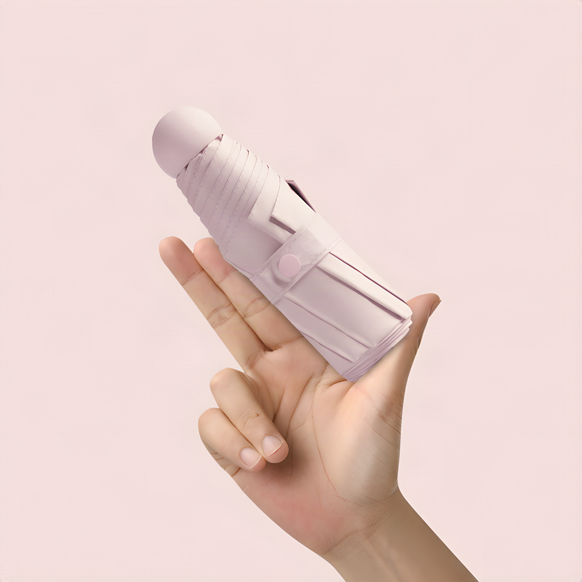 Mini Folding Umbrella with Capsule Storage Case and Wrist Loop