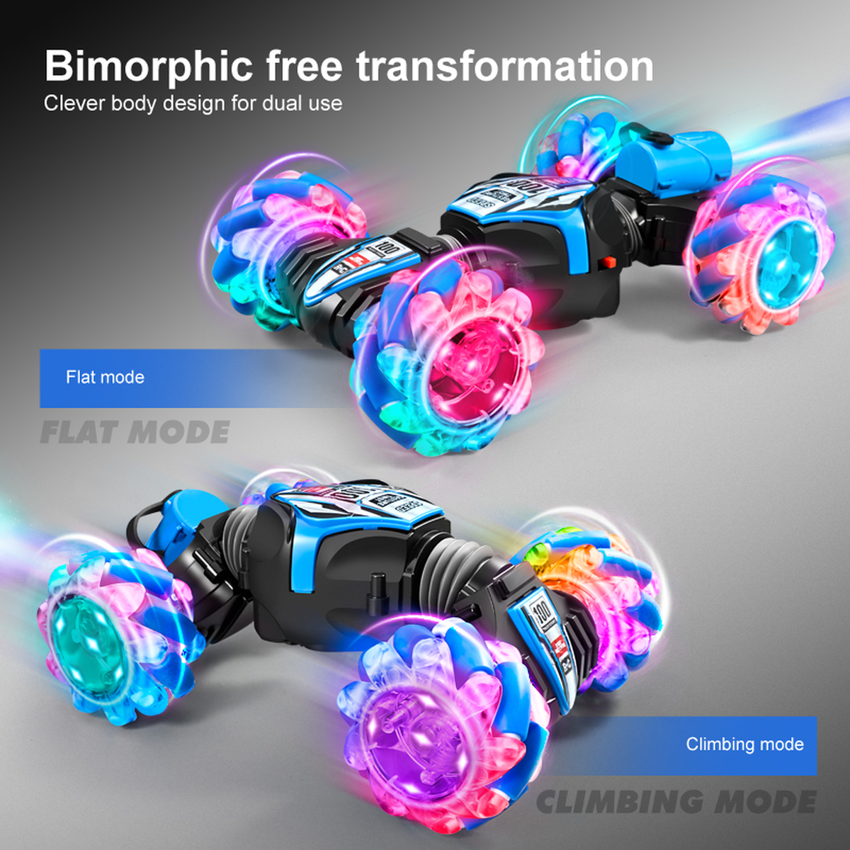 Spray Stunt Remote-Control Car with Colorful Light-Up Wheels