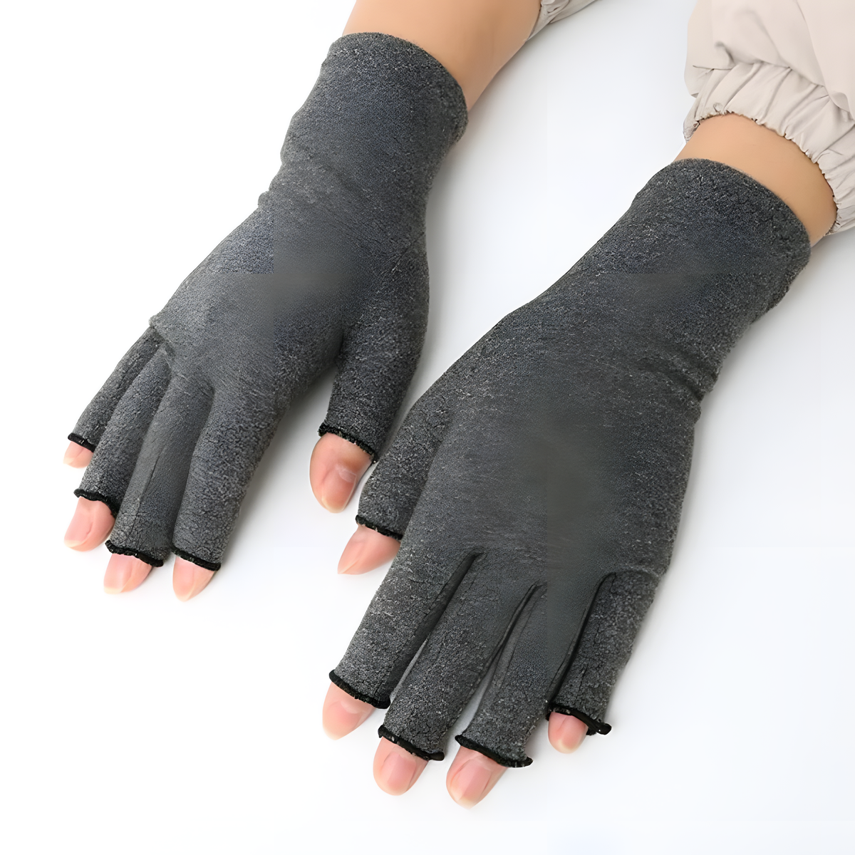 Gray Fingerless Gloves with Wrist Coverage in Sizes S–XL