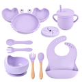 Silicone Crab Baby Feeding Set with Suction Plate and Bib