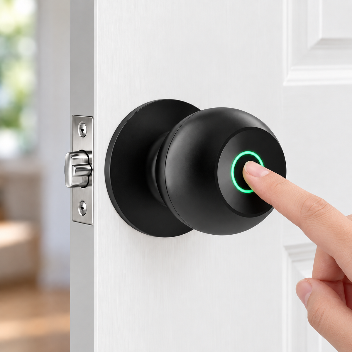 Fingerprint Smart Door Knob with Key Backup, 35-55 mm Doors