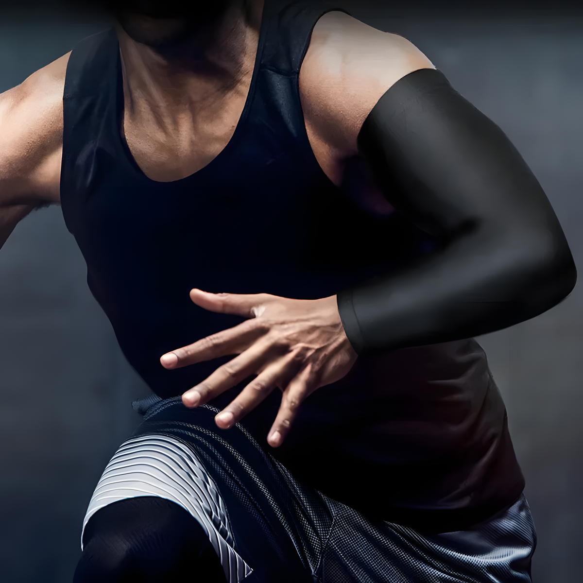Single Stretch Sports Arm Sleeve with Inner Grip Band, M-XXL