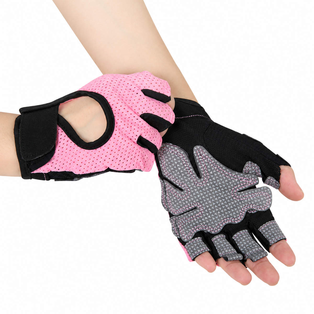 Padded Half-Finger Workout Gloves with Adjustable Wrist Closure