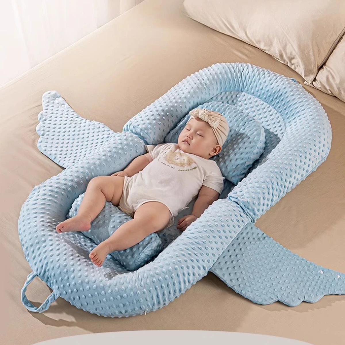 Portable Padded Baby Lounger Nest with Carry Handles and Bumper