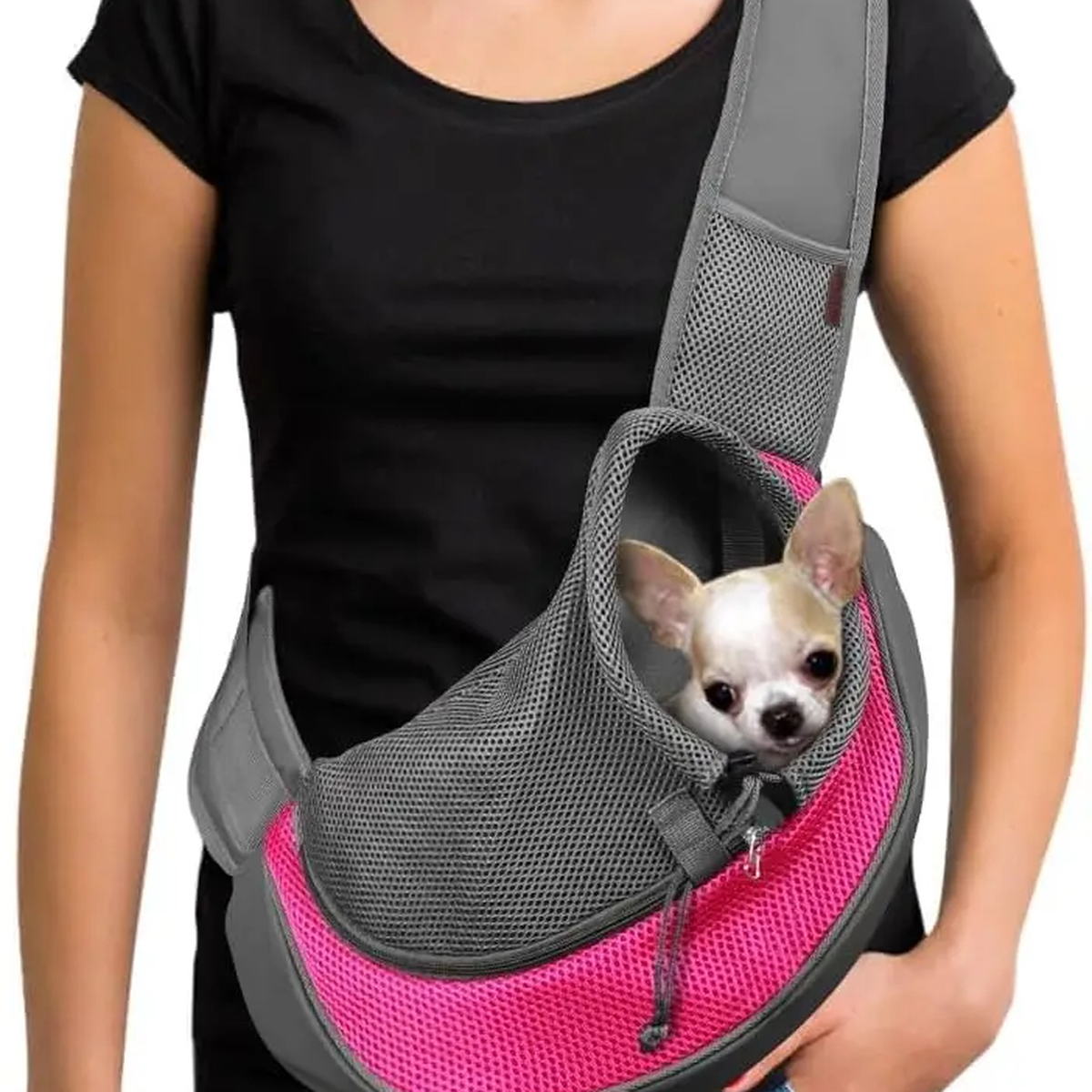 Reflective Mesh Pet Carrier Sling Bag with Adjustable Strap