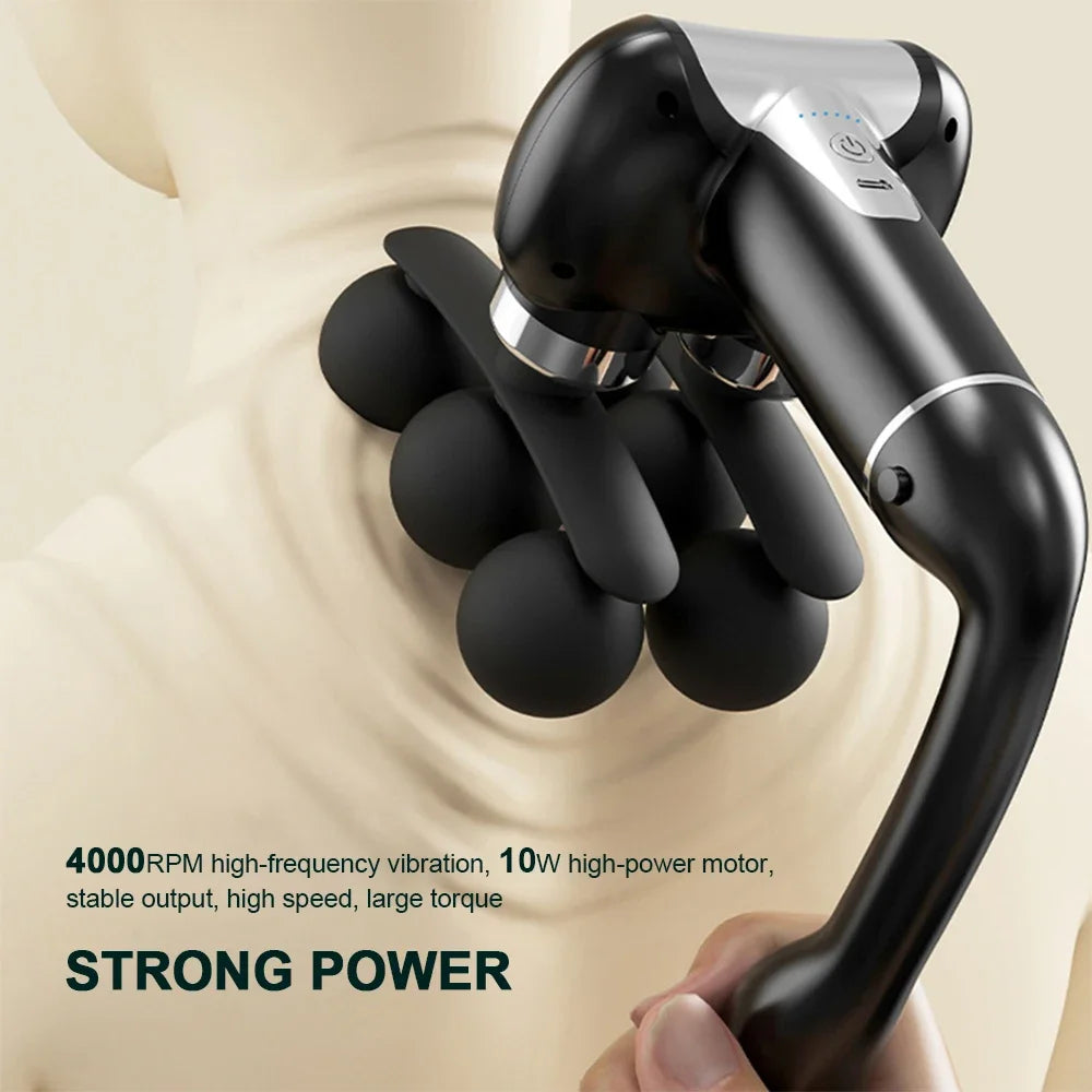 Percussion Massage Gun with 6 Heads and Detachable Handle