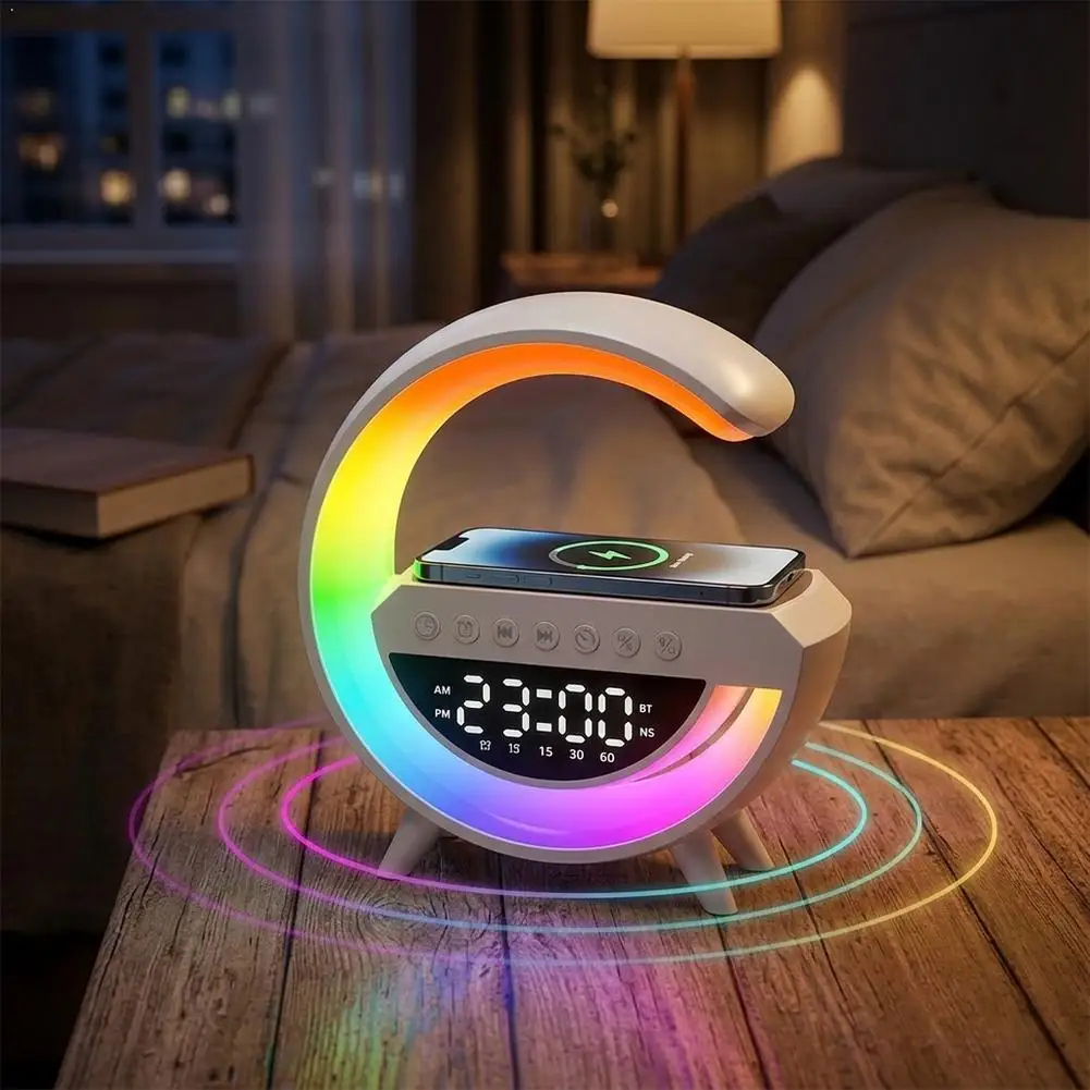 RGB Bluetooth Alarm Clock Speaker with Ambient Light for Bedroom