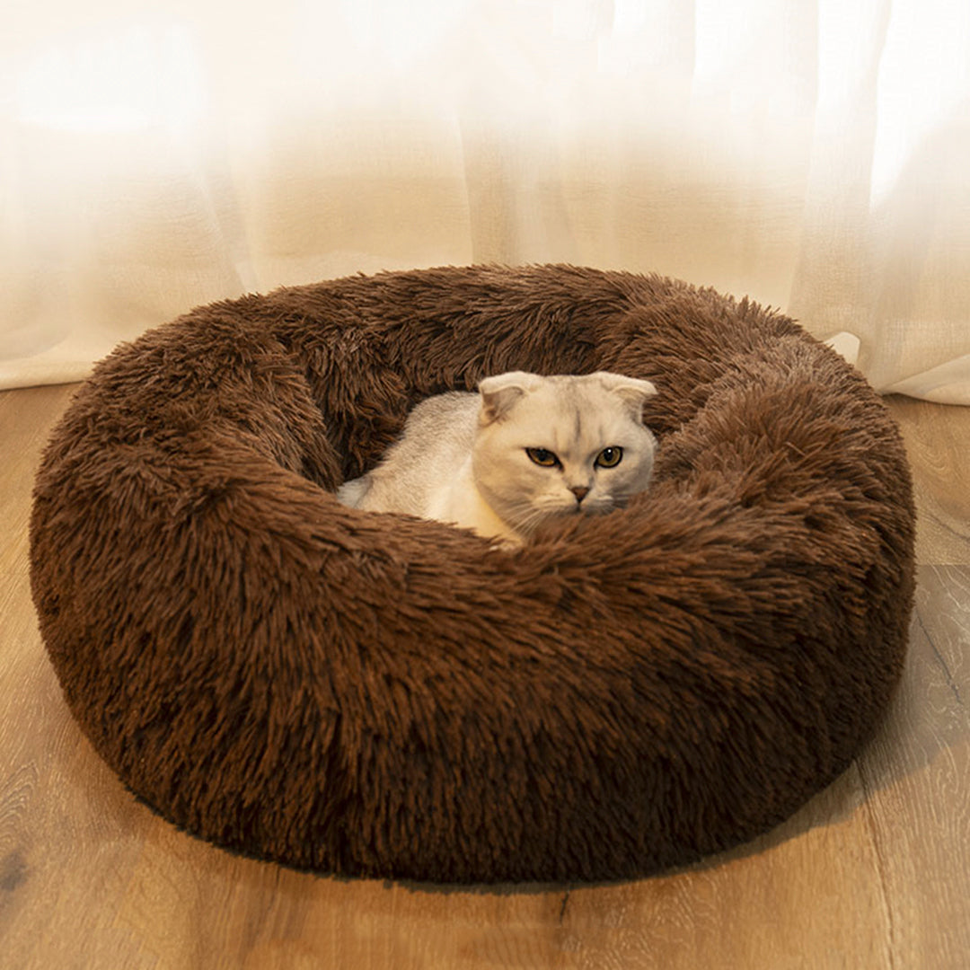 Donut Pet Bed with Raised Rim — Soft Plush for Cats & Dogs